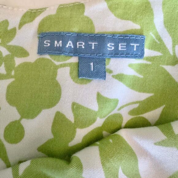 Lime Green and Off White Floral Tea Dress Vintage - Picture 7 of 12